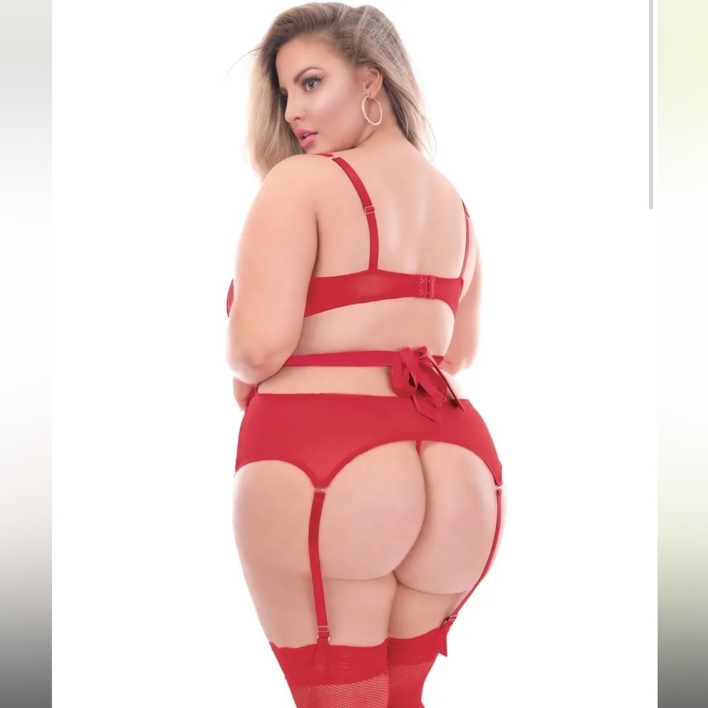 Seven Till’ Midnight lingerie garter set sexy mesh chemise red multiple sizes - Picture 2 of 2